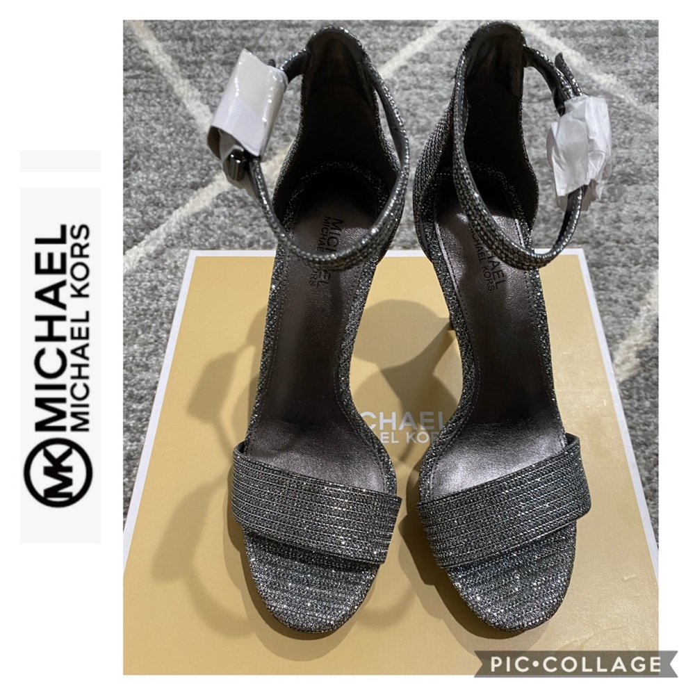 🆕 MICHAEL KORS Hutton Sandal Glitter Chain Mesh - Picture 3 of 5